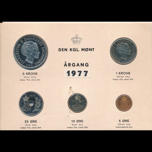 1977, Kgl mntst, med rstal, defekt pap,