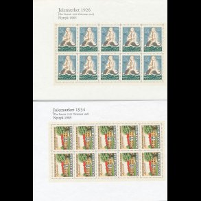 1926-1934, Nytryk juleark, 9 stk, katalogvrdi 810,-kr, 5105,