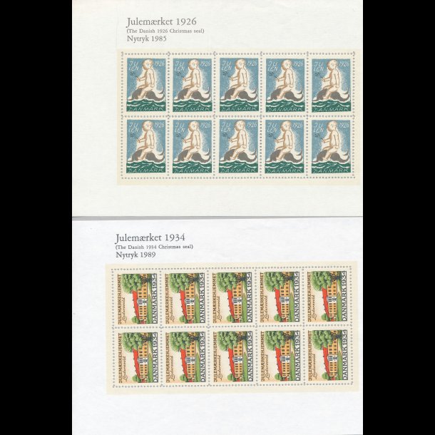 1926-1934, Nytryk juleark, 9 stk, katalogv�rdi 810,-kr, 5105,
