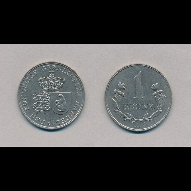 1964, Grnland, 1 krone, 1+,