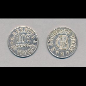 Sieg 3, G. Beretta, 10 cent, St Thomas, 01, med hul,