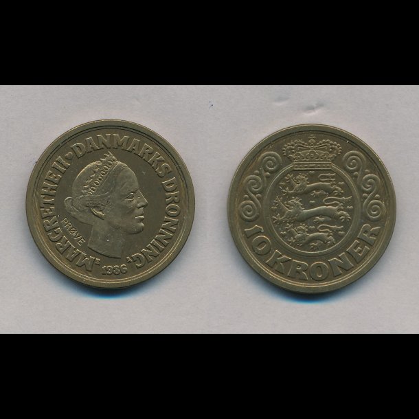 GP 36, prvemnt 1986, 10 kroner, 01 / 0, mrk patina, NEDSAT fra 350,-kr