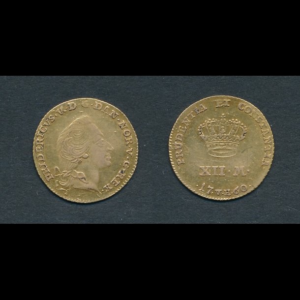 1760, Frederik V, kurantdukat / 12 mark, guldmnt, 1+, 3,10 g, S 1,