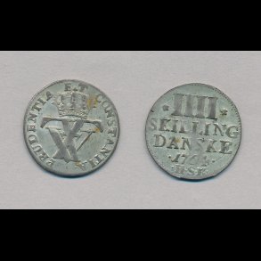 1764, Frederik V, 4 skilling, 1++, H39