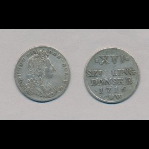 1716, Frederik IV, 16 skilling, 1, H47,