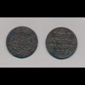 1719, Frederik IV,  skilling, 1+, H55