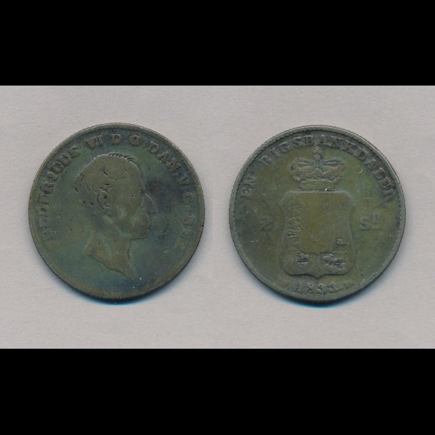 1833, Frederik VI, 1 rigsbankdaler, /  speciedaler, 1- / 2, H 27A, S 28.1,