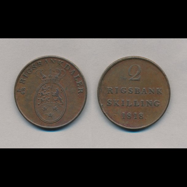 1818, Frederik VI, 2 rigsbank skilling, 8/25