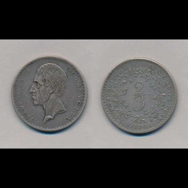 1830, Frederik VI, Lauenburg, 2/3 thaler / zweidrittel, 1+, H1, 8/25