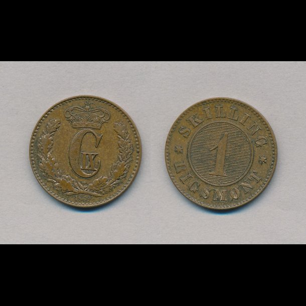 1869, Christian IX, 1 skilling, 1+,
