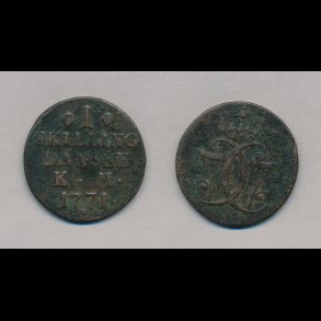 1771, Christian VII, 1 skilling, S 2.1