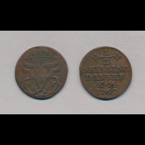 1762, Frederik V, � skilling, 1+, H 40 B,