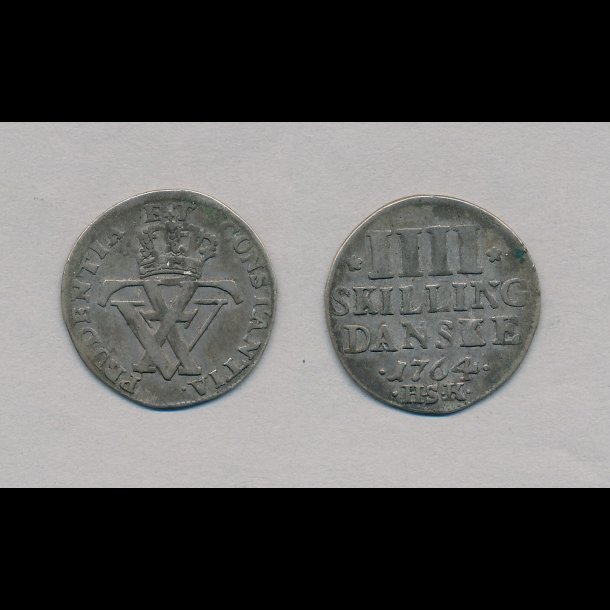 1764, Frederik V, 4 skilling, 1+, H39