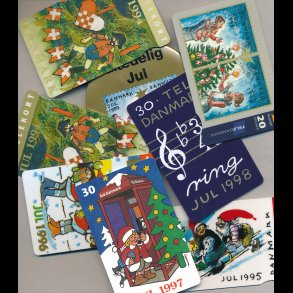 1 Badge og 7 taletidskort med motiver fra rets juleark, 5125,