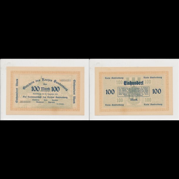 Kreis Sonderburg, 100 mark, uden underskrift, 0,