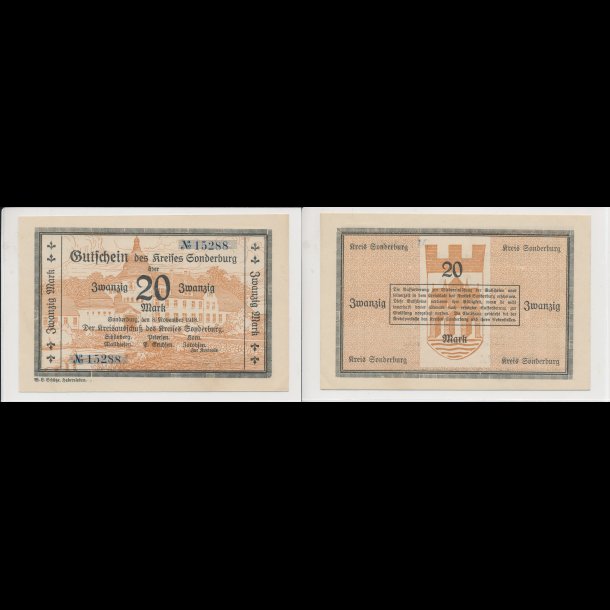 Kreis Sonderburg, 20 mark,uden underskrift, 0,