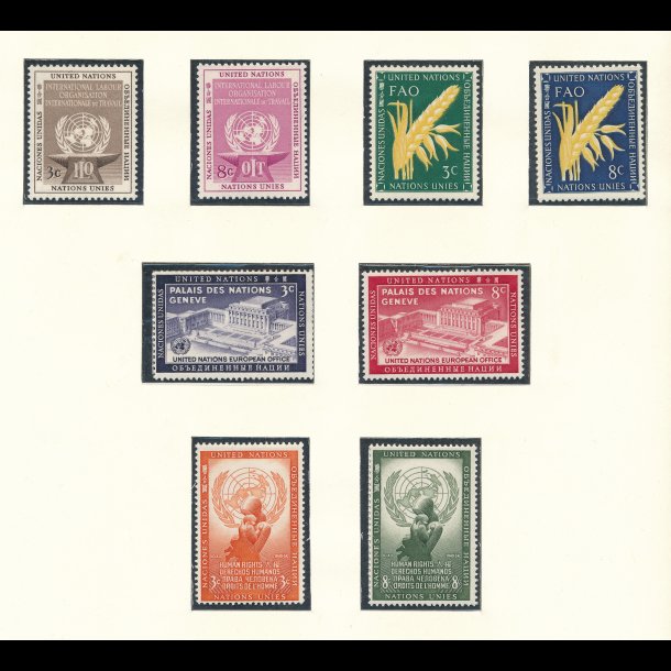 2 Lindner album (bl og sort velholdte) med United Nations frimrker, ej komplet, 5129,