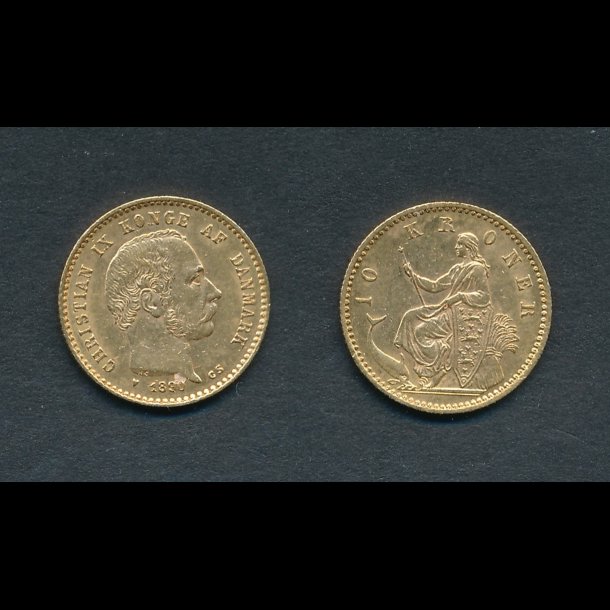1890, Christian IX, 10 kroner, 1+, guldmnt,