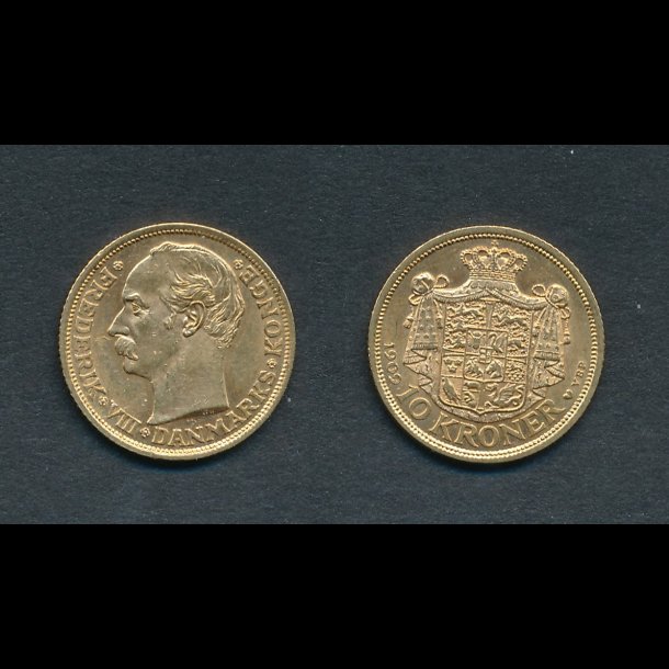 1909, Frederik VIII, 10 kroner, 01, guldmnt,