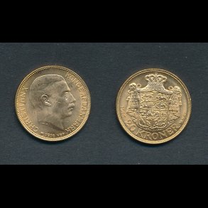 1916, Christian X, 20 kroner, 0, guldmnt,