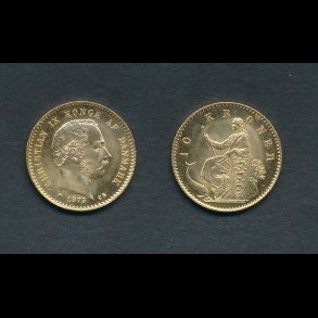 1873, Christian IX, 10 kroner, 0, guldmnt,