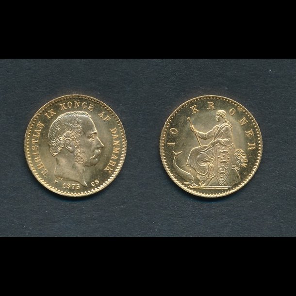 1873, Christian IX, 10 kroner, 0, guldmnt,
