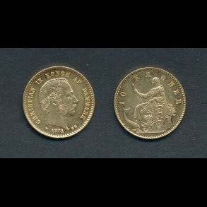 1874, Christian IX, 10 kroner, 01, guldmnt,