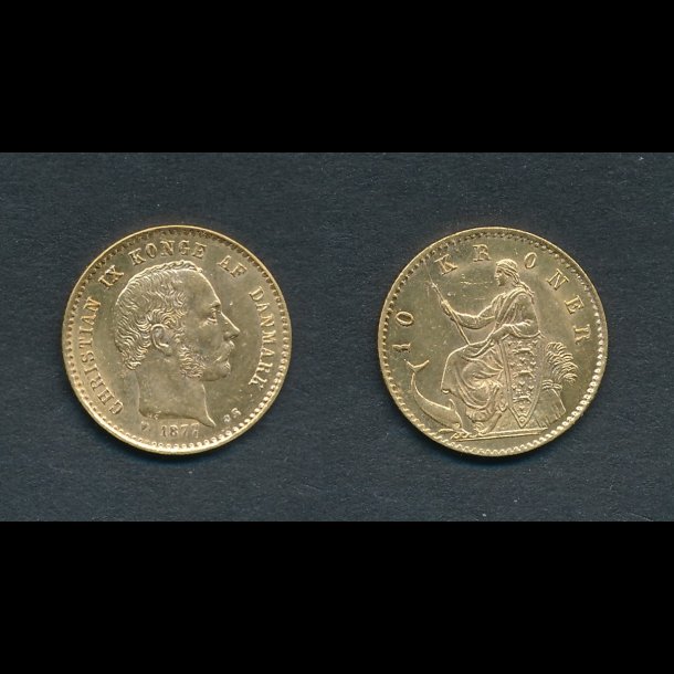 1877, Christian IX, 10 kroner, 01, guldmnt, 