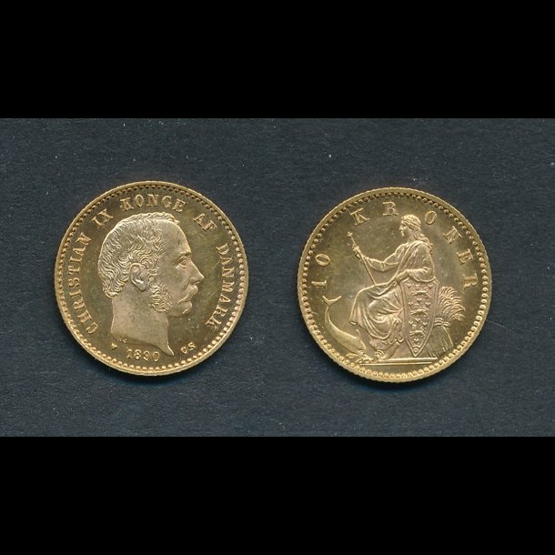 1890, Christian IX, 10 kroner, 0, guldmnt,