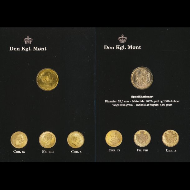 1913, Christian X, 20 kroner, 0, guldmnt, i omslag fra Den Kongelige Mnt,