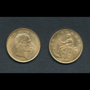 1873, Christian IX, 20 kroner, 0, guldm�nt,