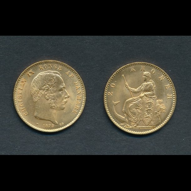 1873, Christian IX, 20 kroner, 0, guldm�nt,
