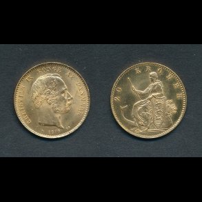 1876, Christian IX, 20 kroner, 0 / 01, guldmnt,