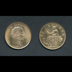 1877, Christian IX, 20 kroner, 0, guldmnt,