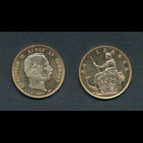 1890, Christian IX, 20 kroner, 01, guldmnt,