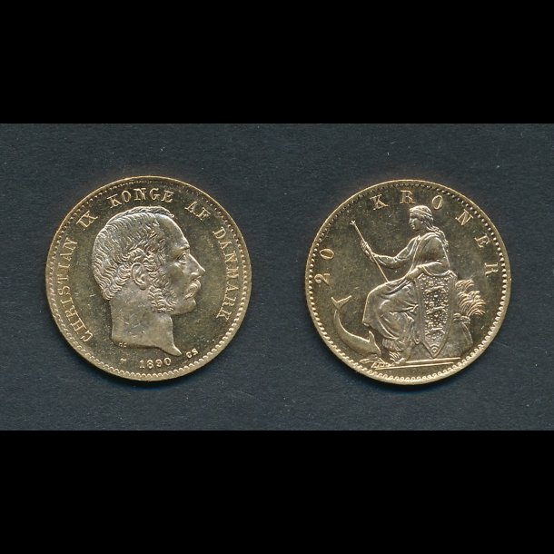 1890, Christian IX, 20 kroner, 01, guldmnt,