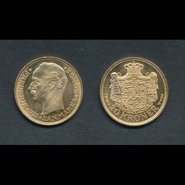 1909, Frederik VIII, 20 kroner, 0, guldmnt,