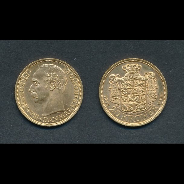 1911, Frederik VIII, 20 kroner, 0, guldmnt,