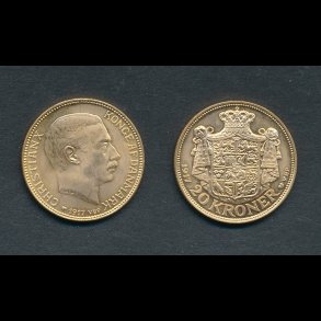 1917, Christian X, 20 kroner, 0, guldmnt,