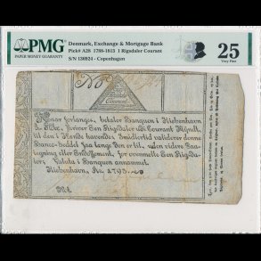 1795, 1 Rigsdaler Courant, kvalitet 25, seddel, Pick A28, #11