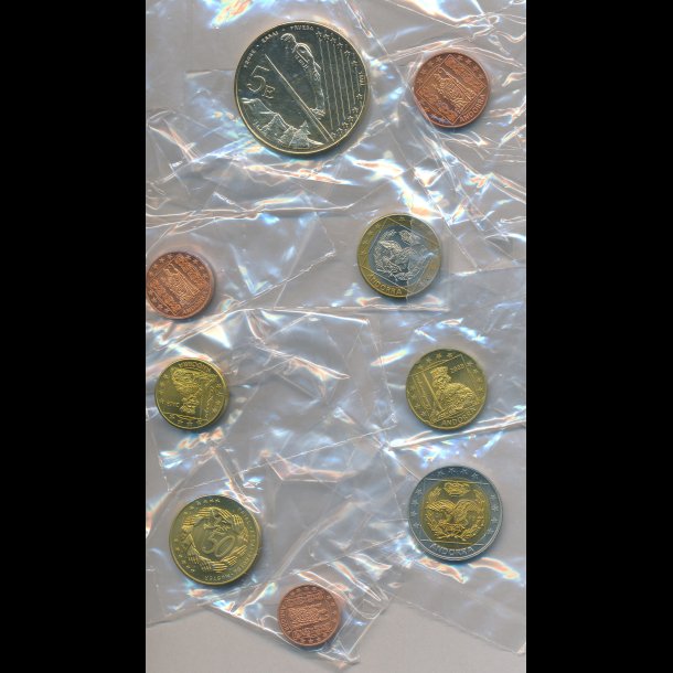2003, Andorra, pr�ve euro s�t, 1,2,5,10,20,50 cent, 1,2 og 5 euro, 