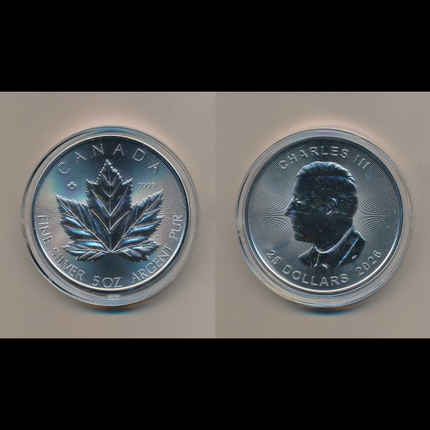 2026, Canada, maple leaf, 5 oz, 25 dollars,