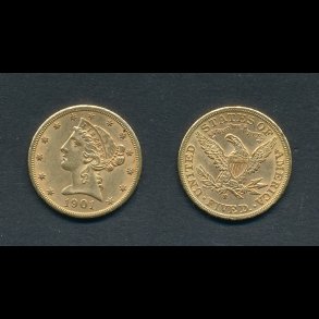 1961, USA, Liberty, 5 dollars, 7,5 gram, guldm�nt, # Februar,