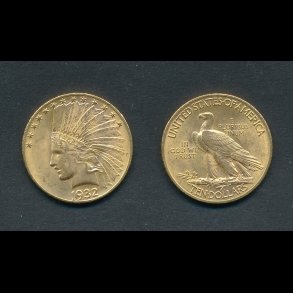 1932, USA, Indian head, 10 dollars, 01 / 0, 15 gram, guldm�nt, # Februar,