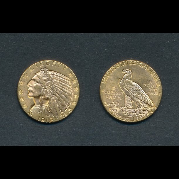 1912, USA, Indian head, 5 dollars, 01, 7,5 gram,