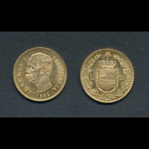 1882, Italien, Umberto I, 20 lire, 0, guldm�nt,
