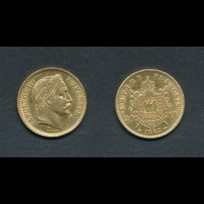 1863, Frankrig, Napoleon III, 20 francs, 0,
