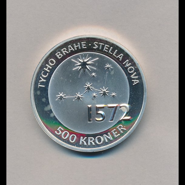 2013, 500 kroner, Tycho Brahe, Videnskabs-serien, s�lvm�nt, svage m�lkepletter,