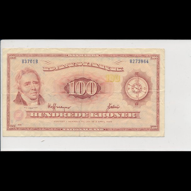 1970, 100 kroner, B3, seddel, S 137, 1+,