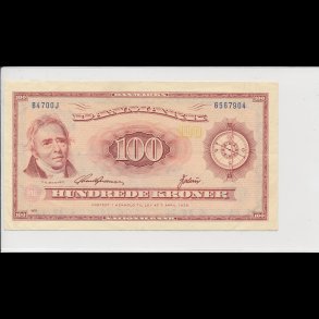 1970, 100 kroner, B4, seddel, S 137, 1+,